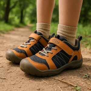 Keen‎ Youth Shoes 6Y Orange & Black Durable Trail Grip Toe Bumper Sneakers Strap